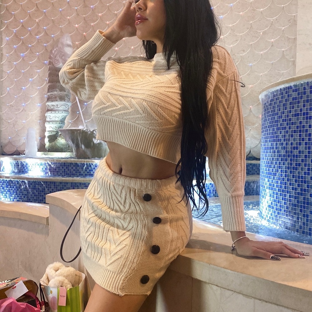 Two piece sweater skirt set